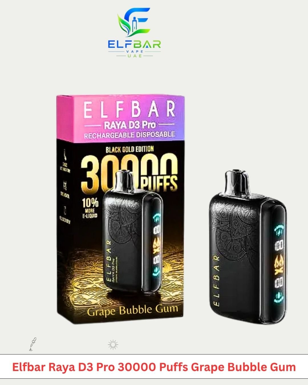 Elfbar Raya D3 Pro 30000 Puffs Grape Bubble Gum