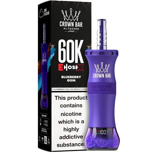 Al Fakher Crown Bar E Hose X 60000 Puffs Blueberry Gum Al Fakher Crown Bar E Hose X 60000 Puffs Blueberry Gum