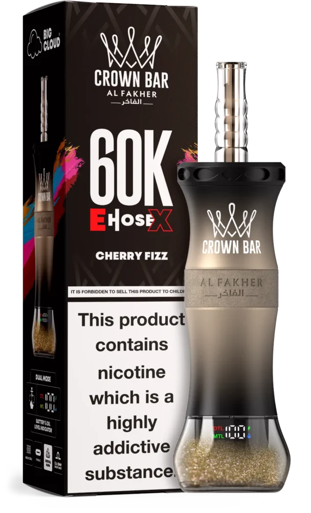 Al Fakher Crown Bar E Hose X 60000 Puffs Cherry Fizz Al Fakher Crown Bar E Hose X 60000 Puffs Cherry Fizz