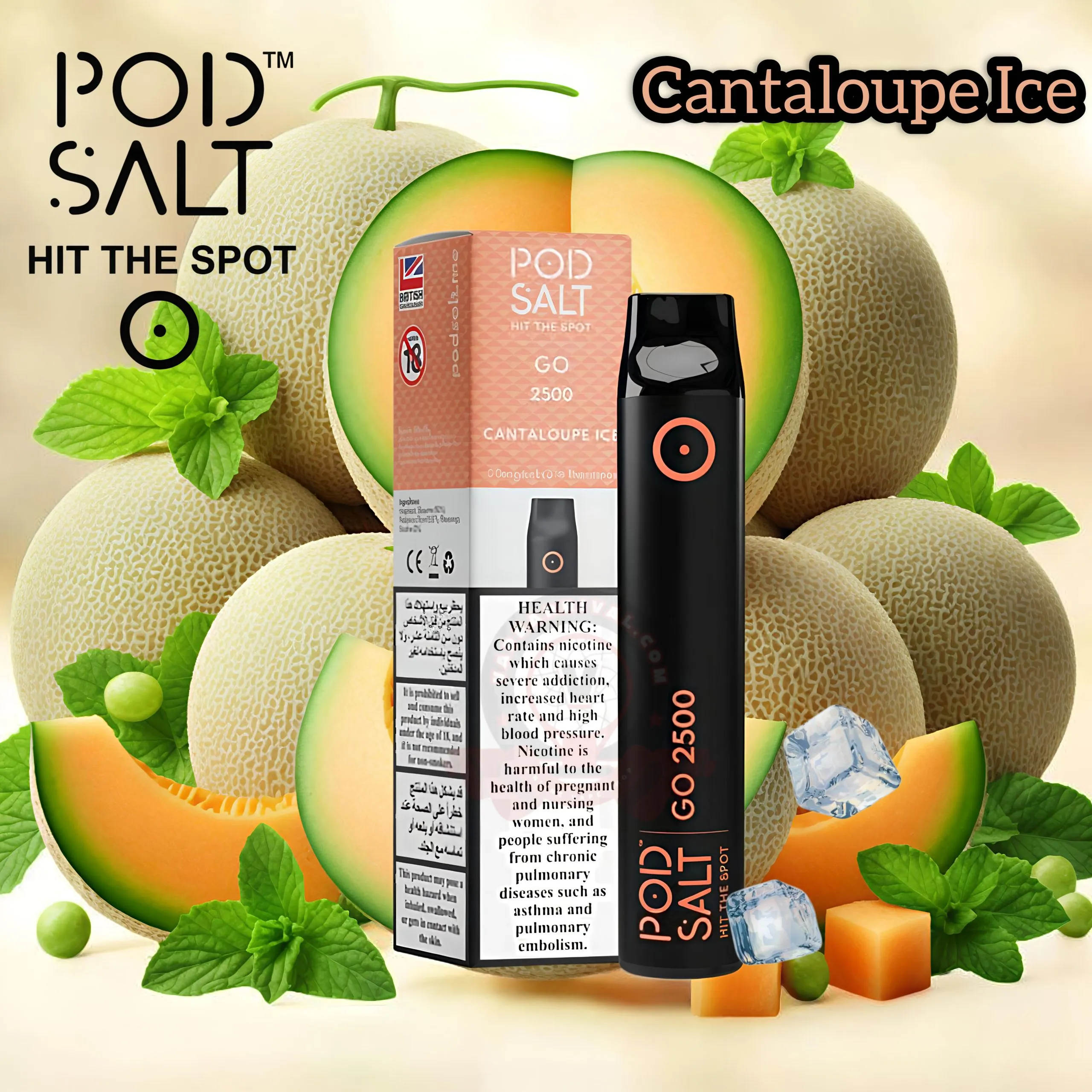 cantaloupe disposable vape Pod Salt Go 2500 Puffs Ice in Dubai UAE Flavour:Blue Razz Steezy Banana Brand=Voopoo Kado Bar KB10000 Disposable